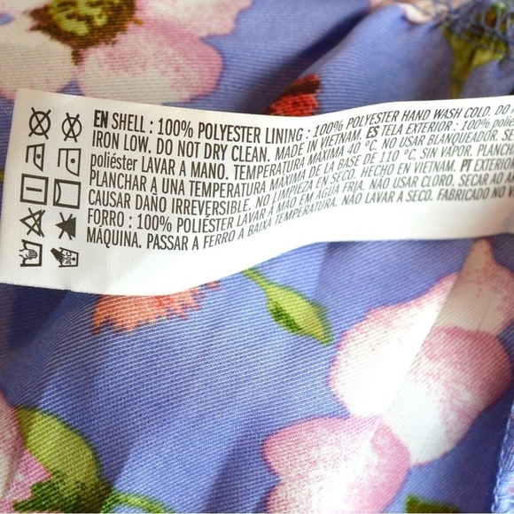 Forever 21 Satin Empire Waist Puff Long Sleeve V Neck Top Lavender Floral NWT - Picture 10 of 12